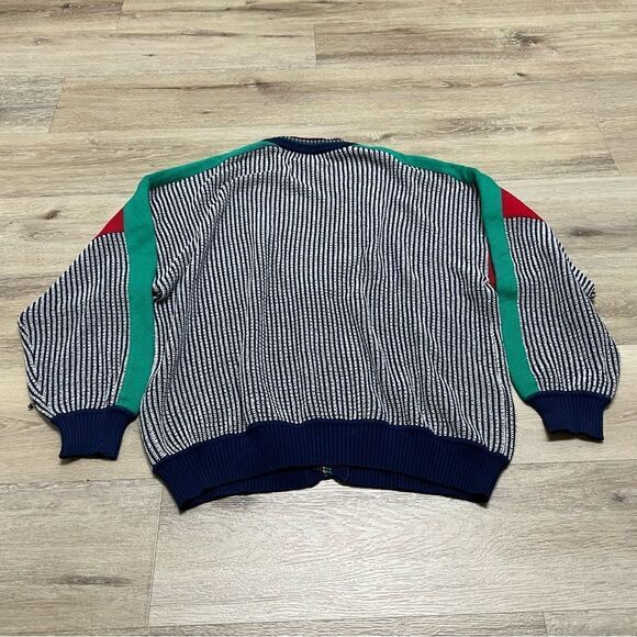 Vintage St Croix Sweater Mens Medium Blue Stripe Cardigan Hot Air Balloon - Picture 7 of 7